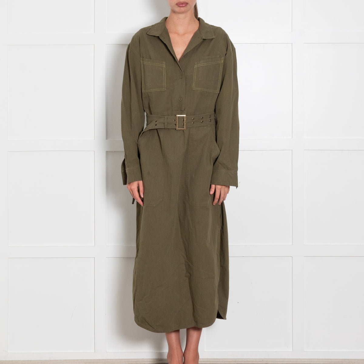 Wiggy Kit Khaki Shirt Dress