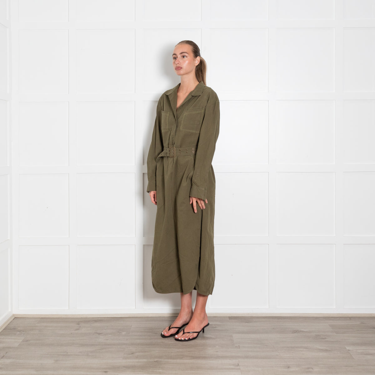 Wiggy Kit Khaki Shirt Dress