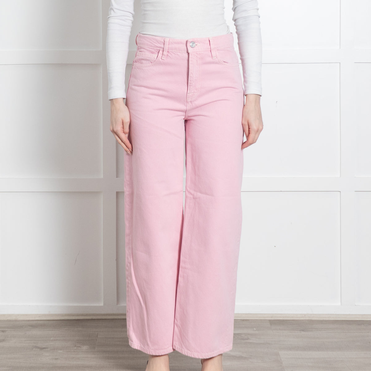 Frame Pink Denim Wide Leg Jeans