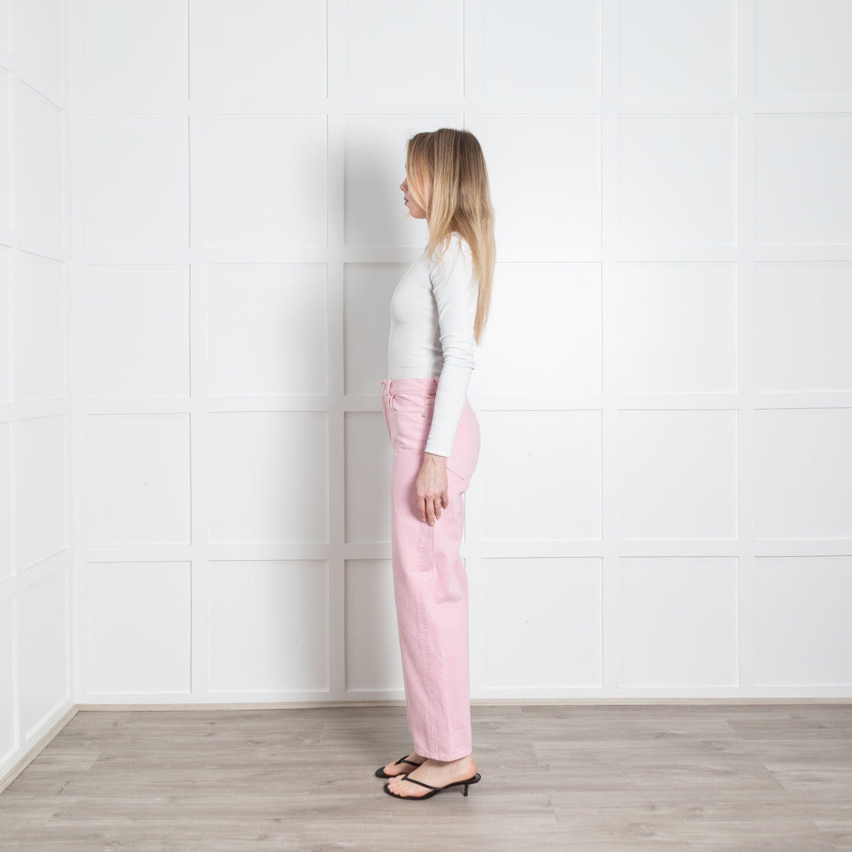 Frame Pink Denim Wide Leg Jeans