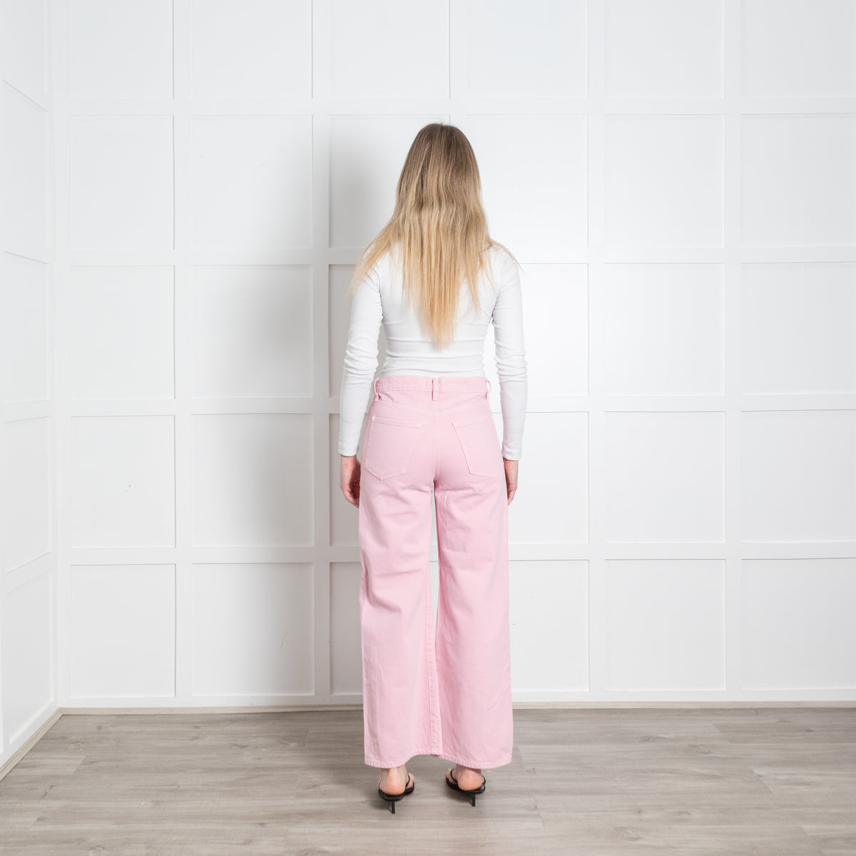 Frame Pink Denim Wide Leg Jeans