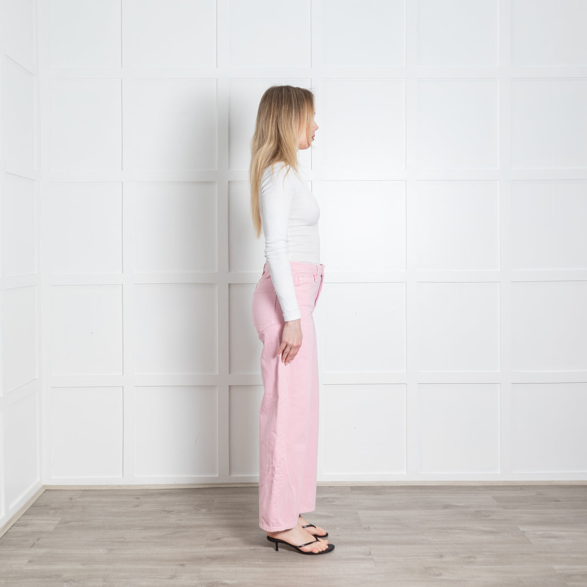 Frame Pink Denim Wide Leg Jeans