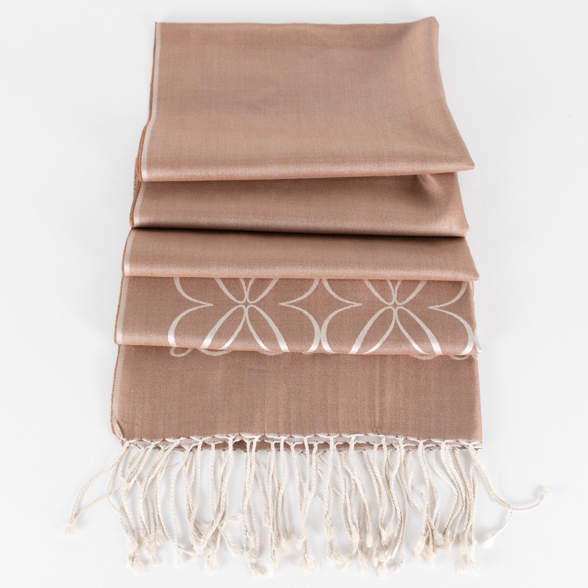 Loewe Brown Fine Silk Jacquard Logo Tassle Scarf