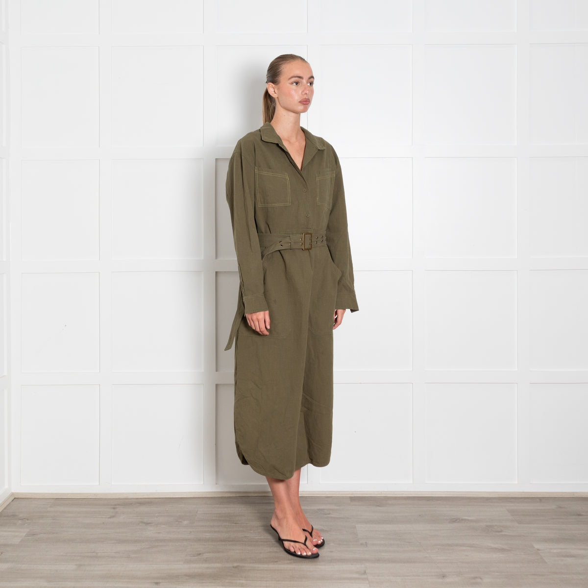 Wiggy Kit Khaki Shirt Dress