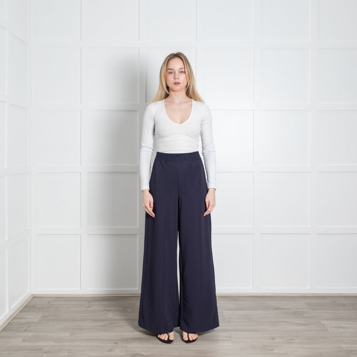 Me + Em Navy Blue Wide Leg Joggers