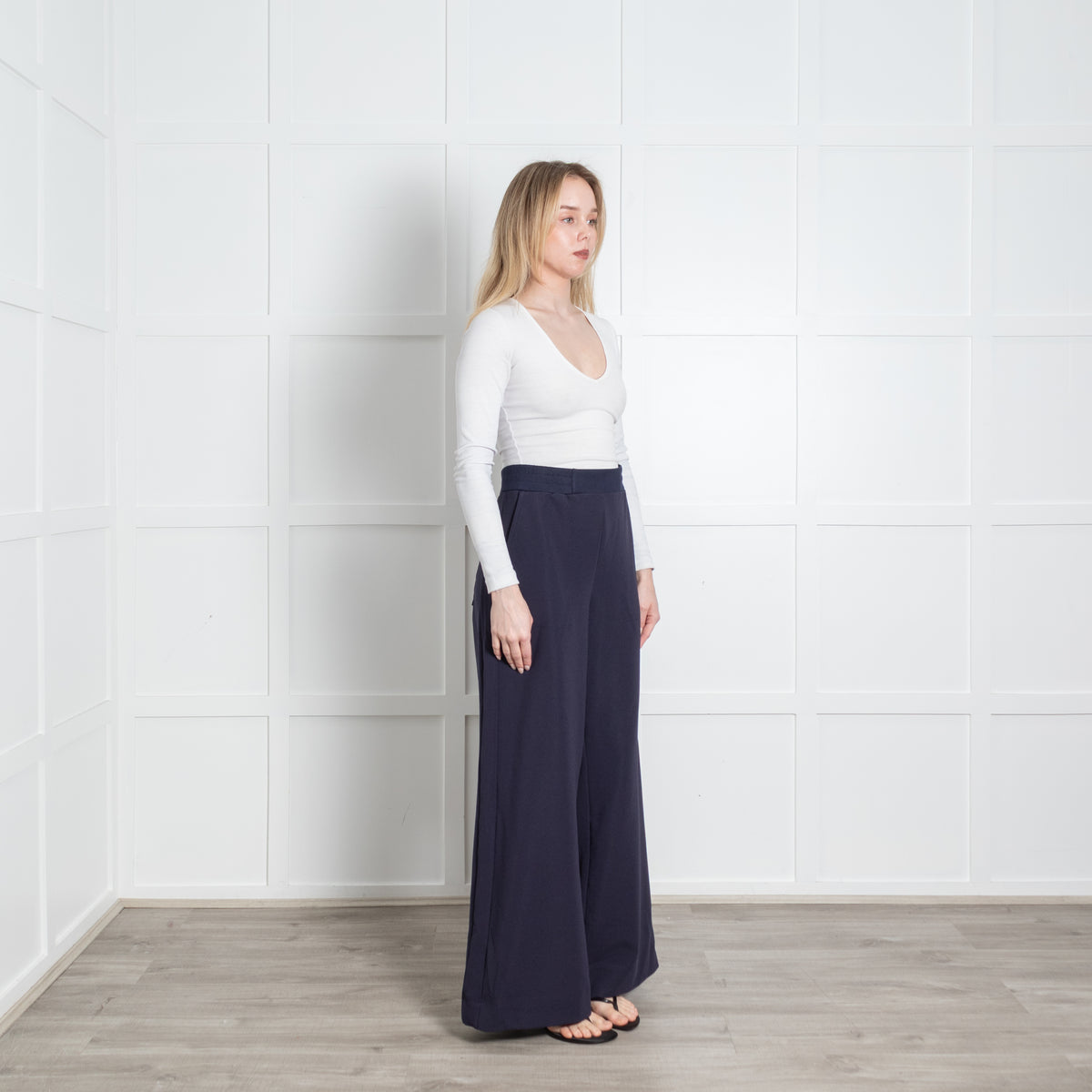 Me + Em Navy Blue Wide Leg Joggers