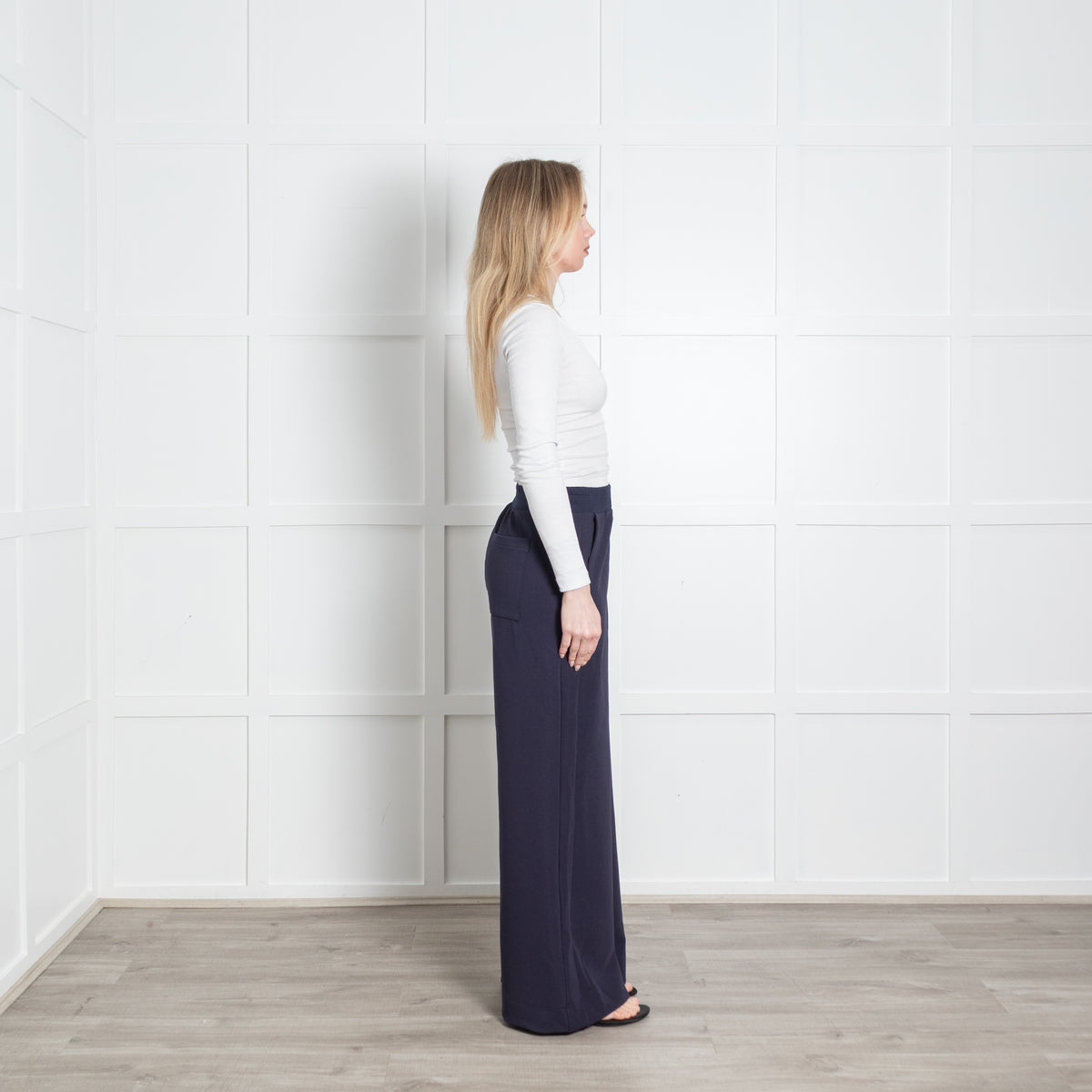 Me + Em Navy Blue Wide Leg Joggers