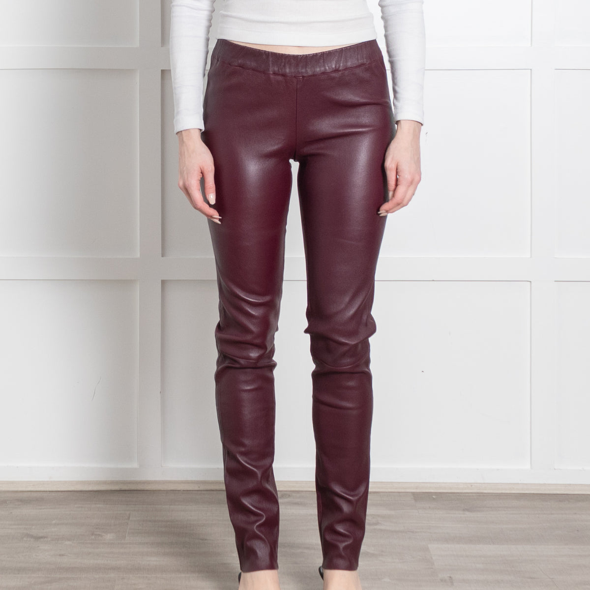 Max & Moi Burgundy Leather Leggings