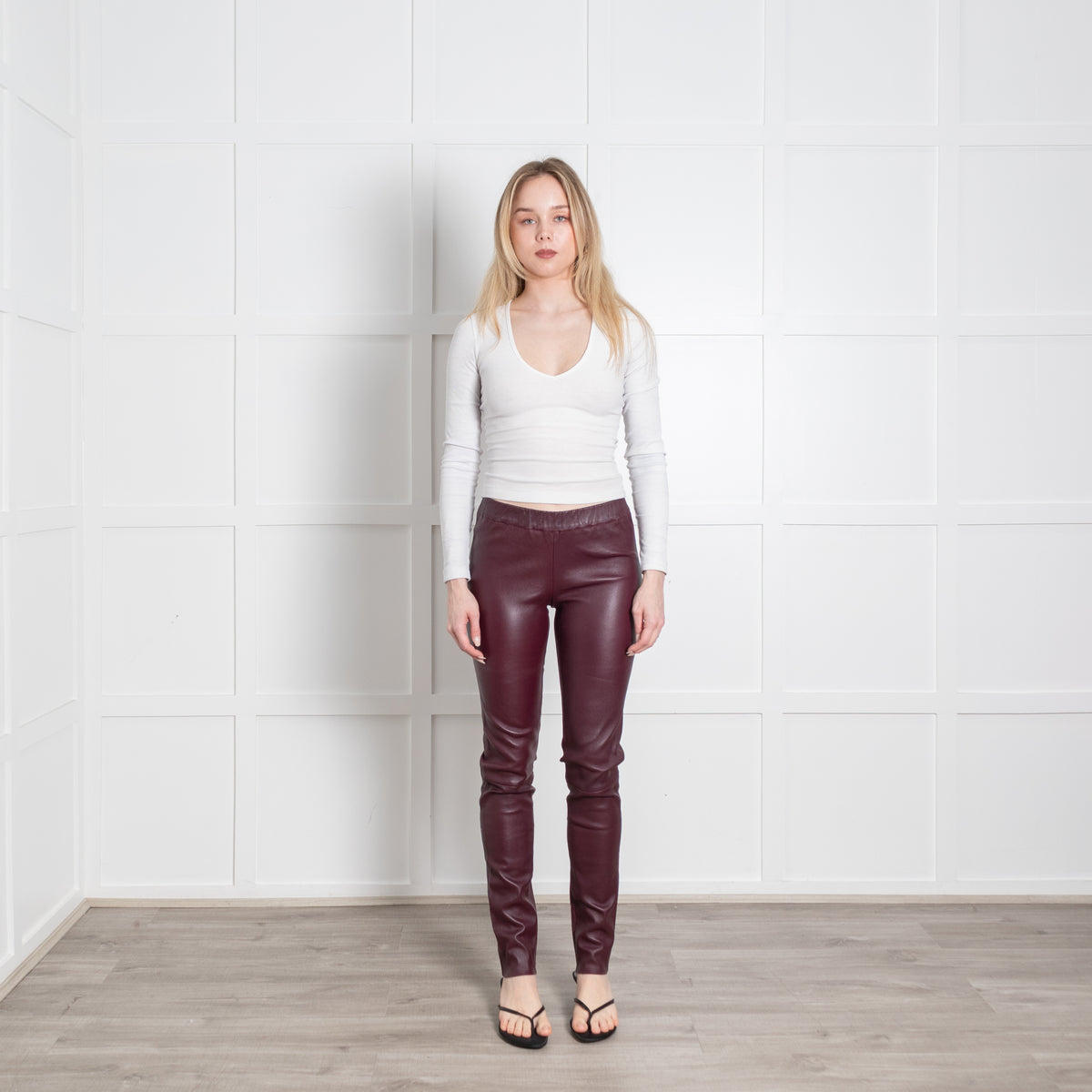 Max & Moi Burgundy Leather Leggings