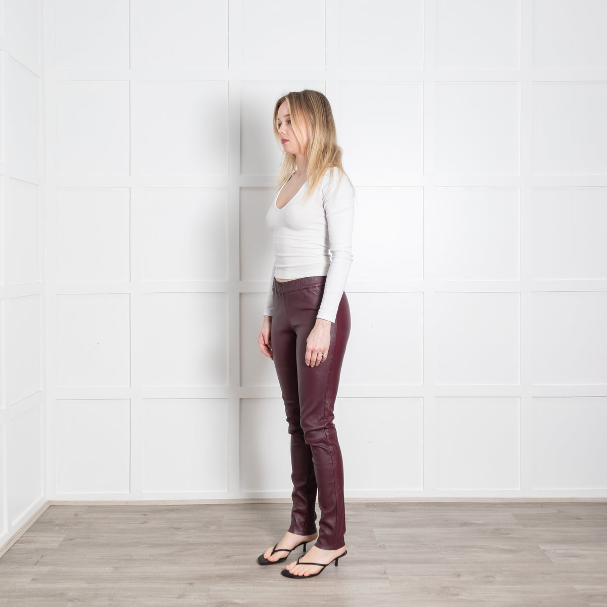 Max & Moi Burgundy Leather Leggings