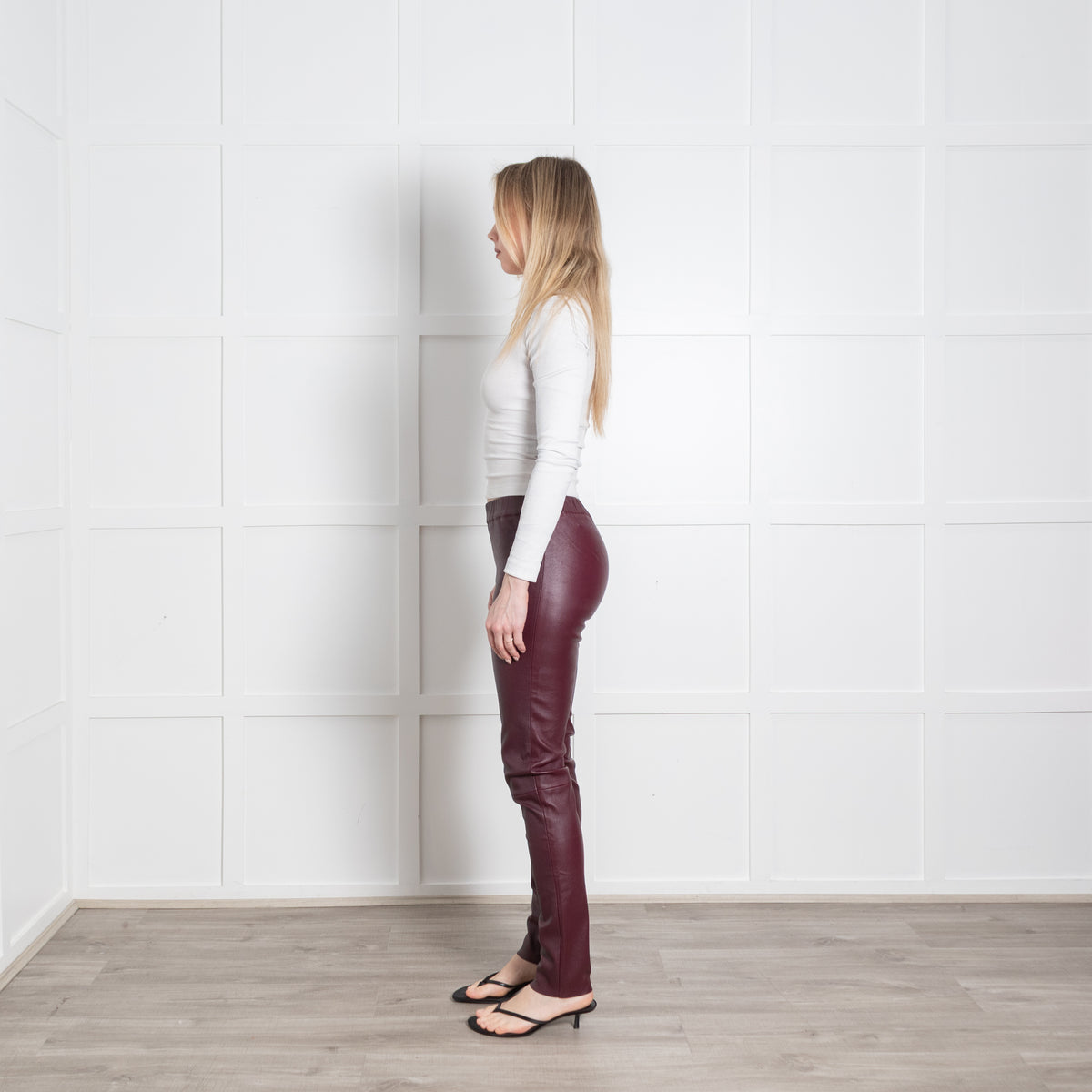 Max & Moi Burgundy Leather Leggings