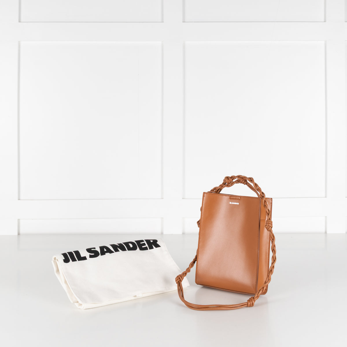 Jil Sander Tan Leather Braided Strap Small Bag