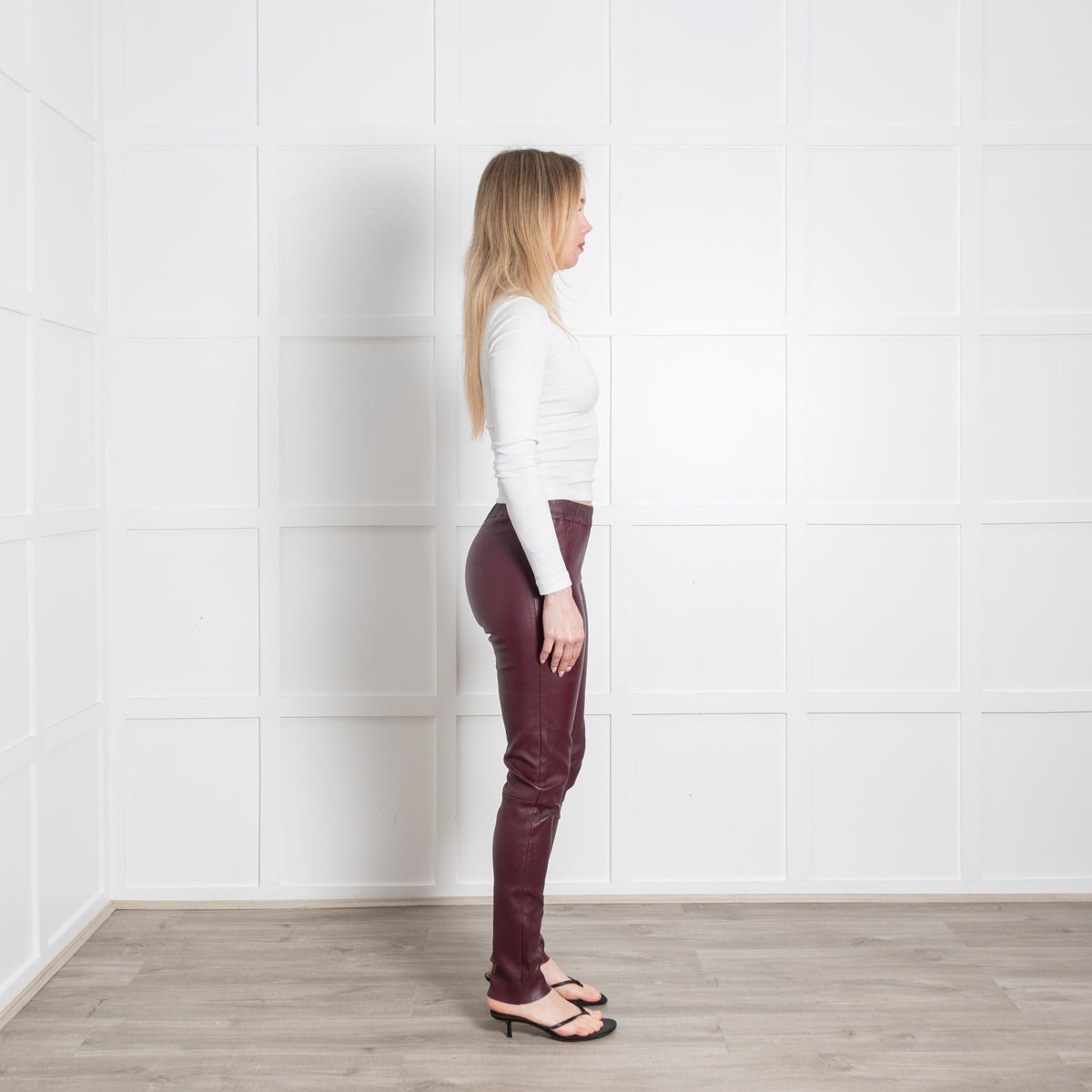 Max & Moi Burgundy Leather Leggings