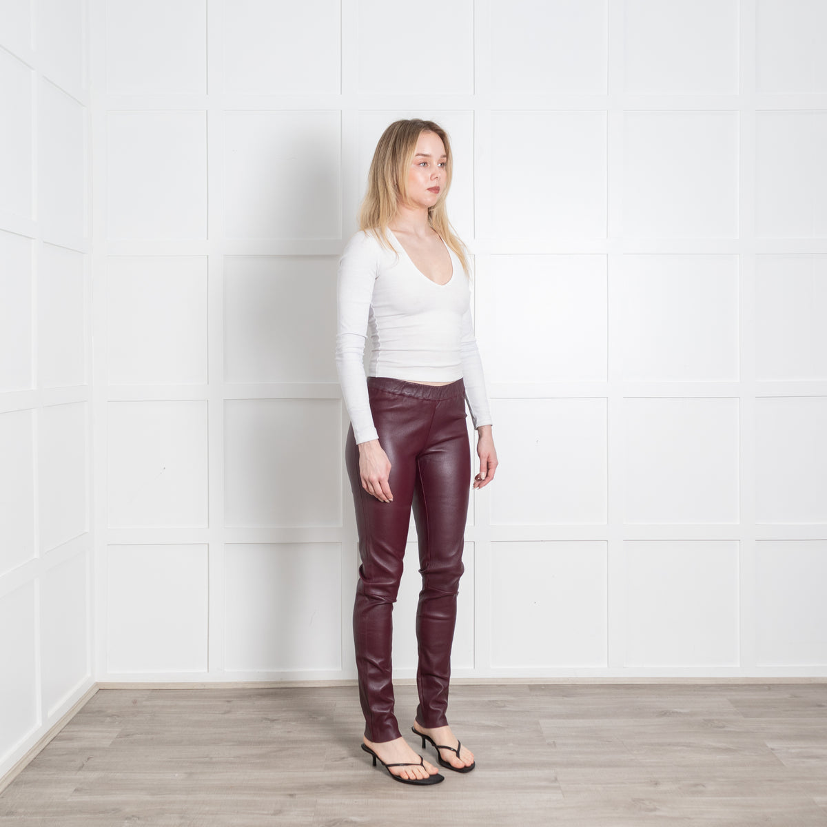 Max & Moi Burgundy Leather Leggings