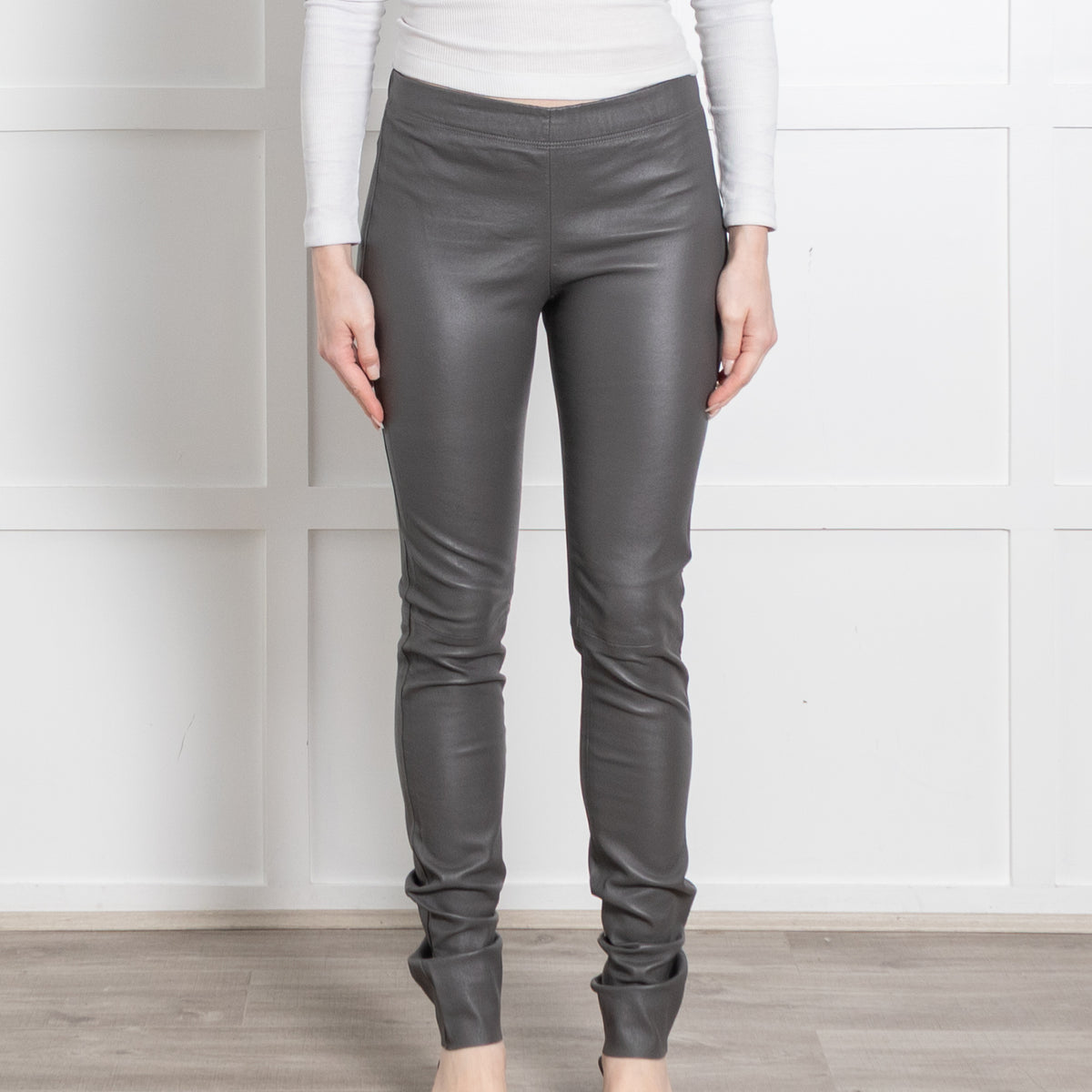 Joseph Grey Leather Leggings