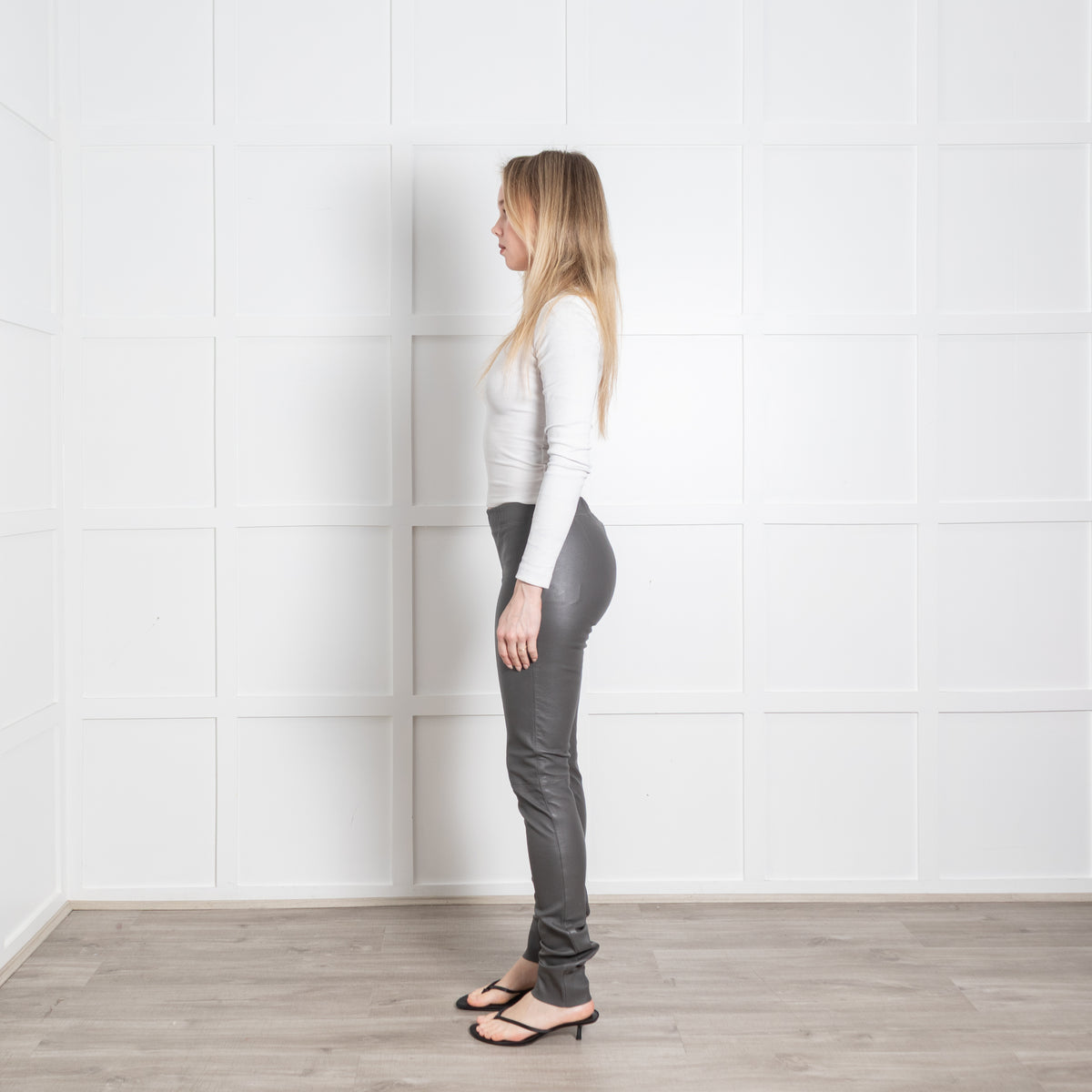 Joseph Grey Leather Leggings