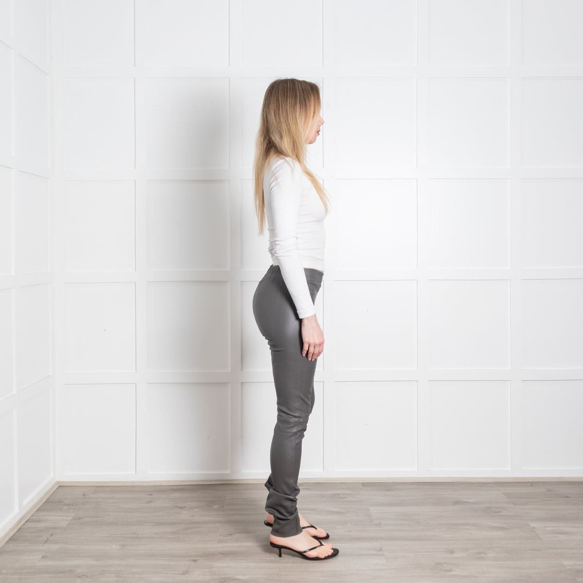 Joseph Grey Leather Leggings