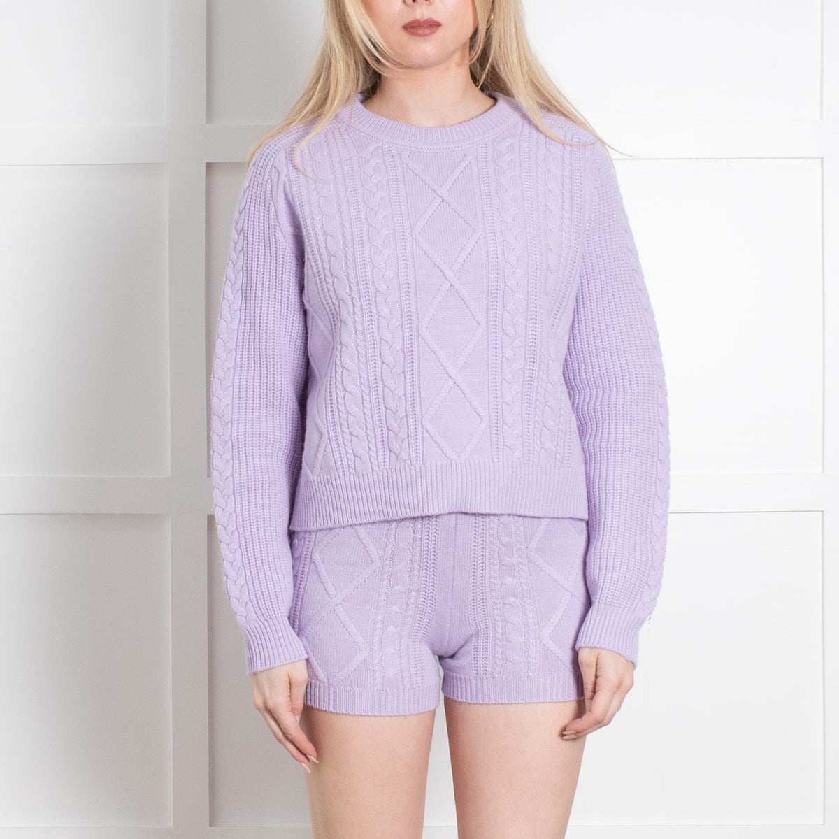 Claudie Pierlot Lilac Cable Wool Blend Sweater