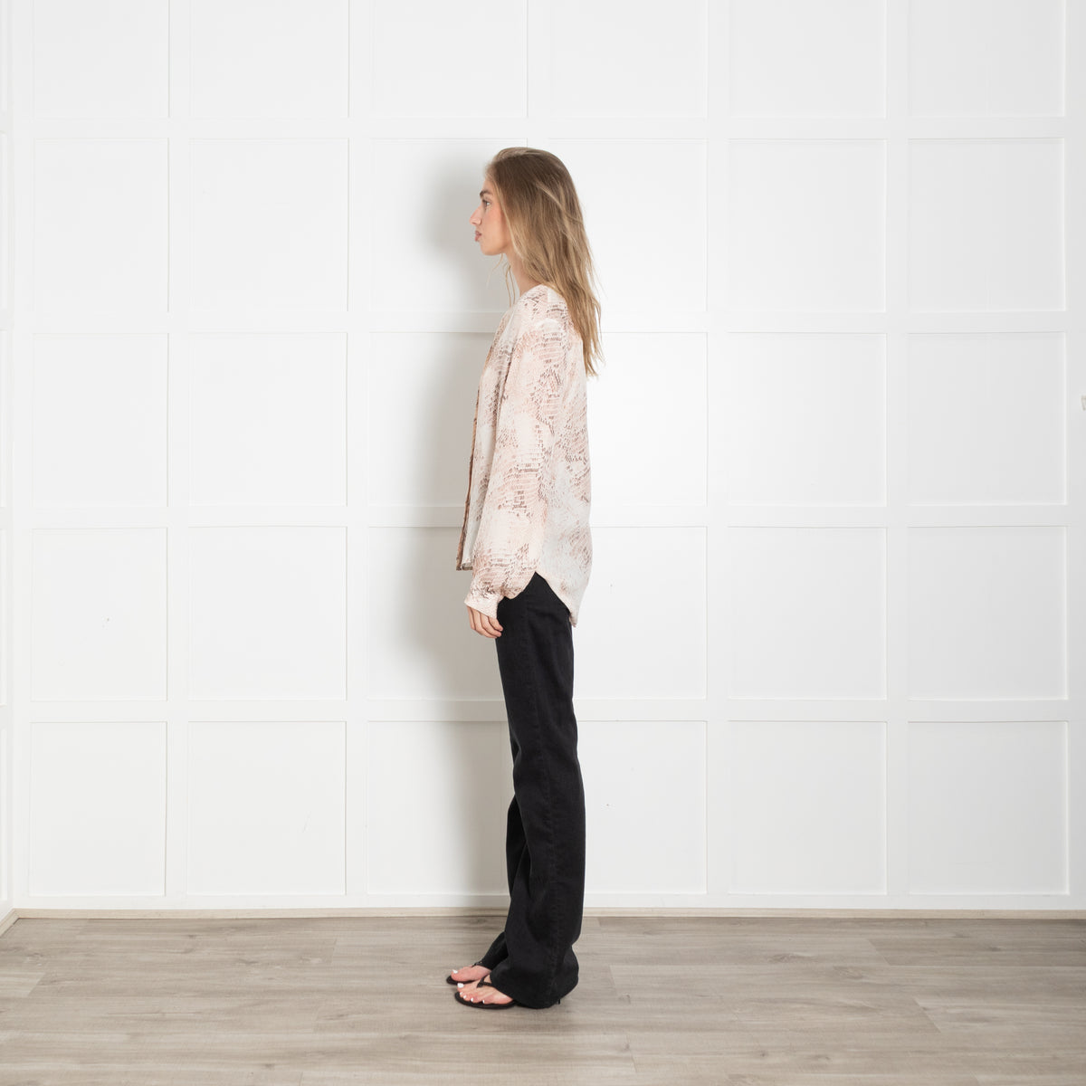 L'Agence Pale Pink Snake Silk Blouse
