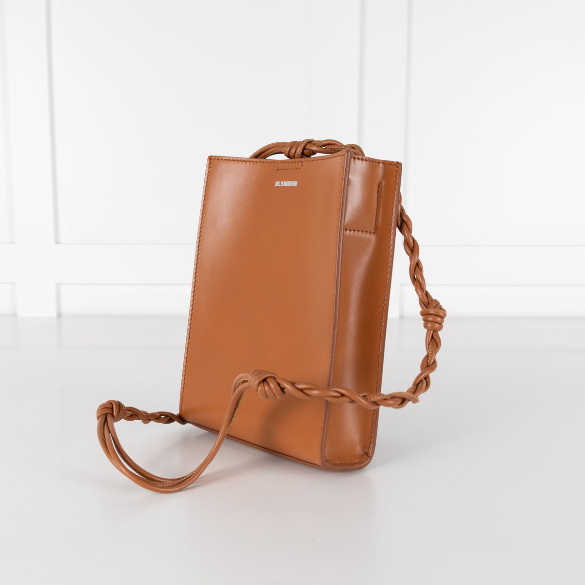 Jil Sander Tan Leather Braided Strap Small Bag