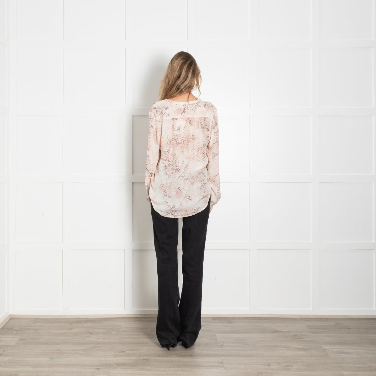L'Agence Pale Pink Snake Silk Blouse