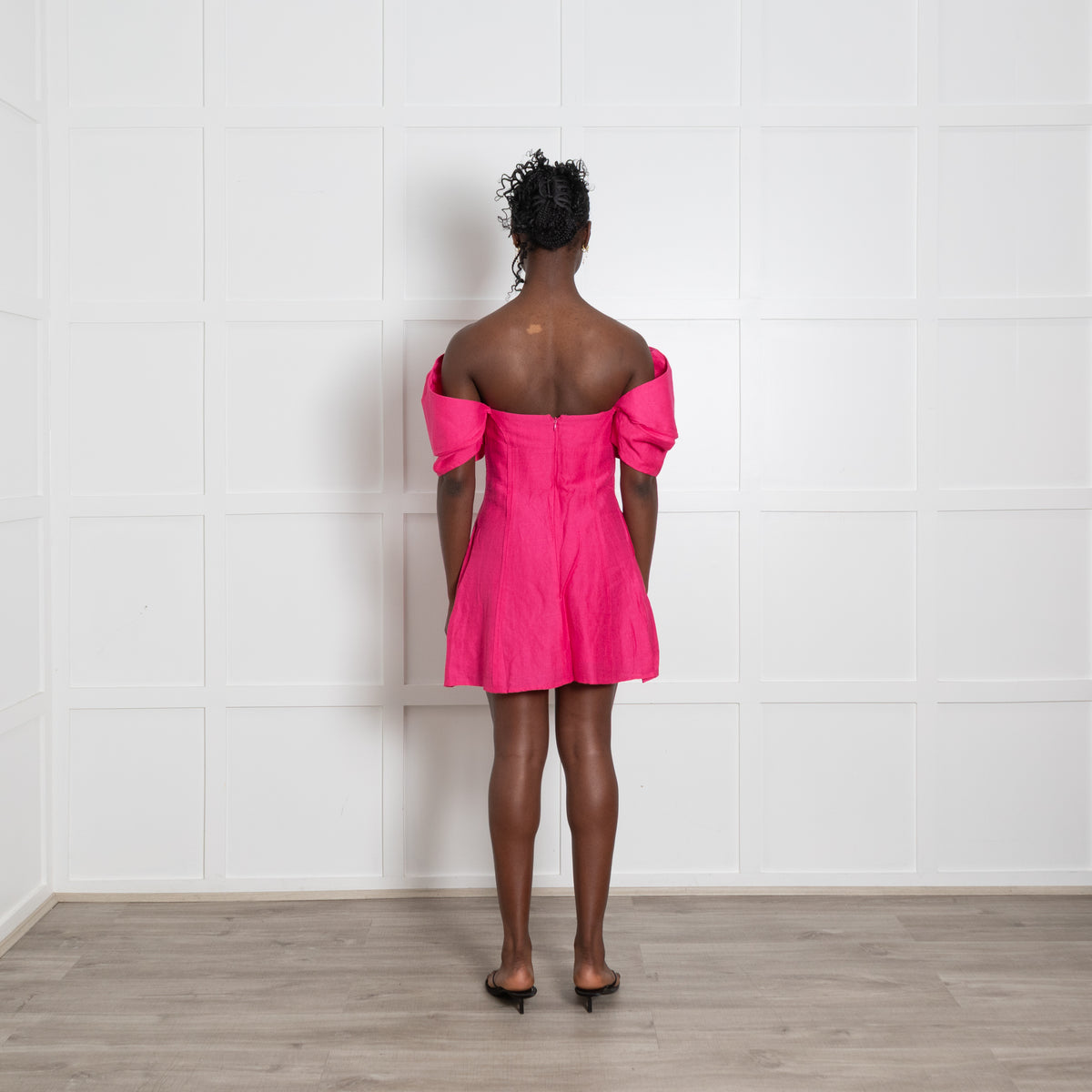 Cult Gaia Bright Pink Dramatic Shoulder Mini Dress