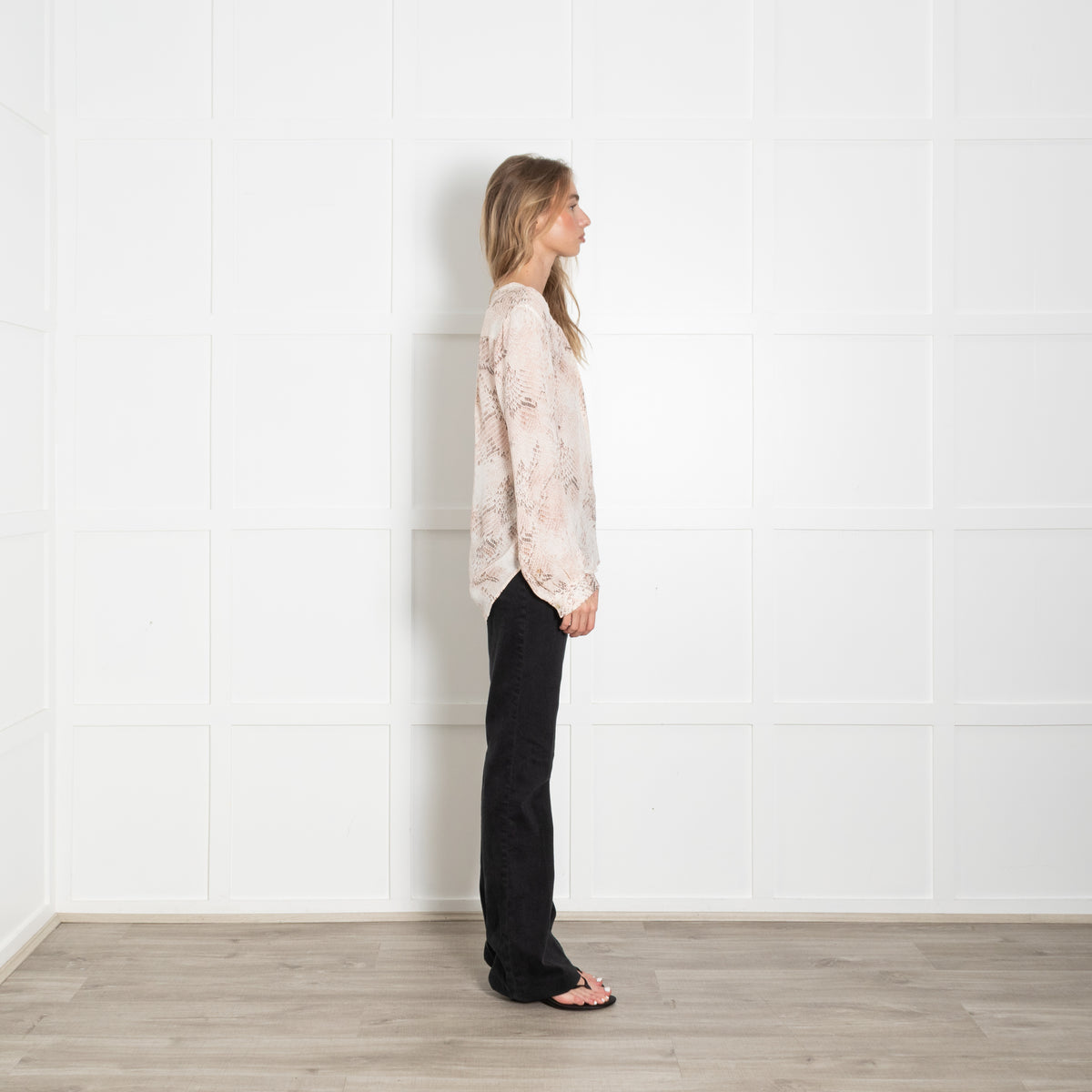 L'Agence Pale Pink Snake Silk Blouse
