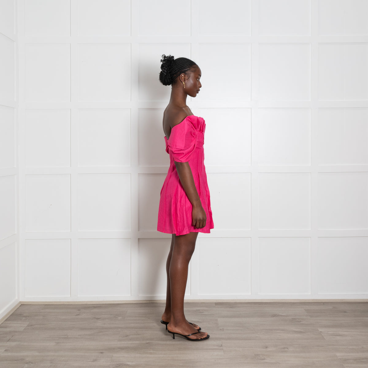 Cult Gaia Bright Pink Dramatic Shoulder Mini Dress