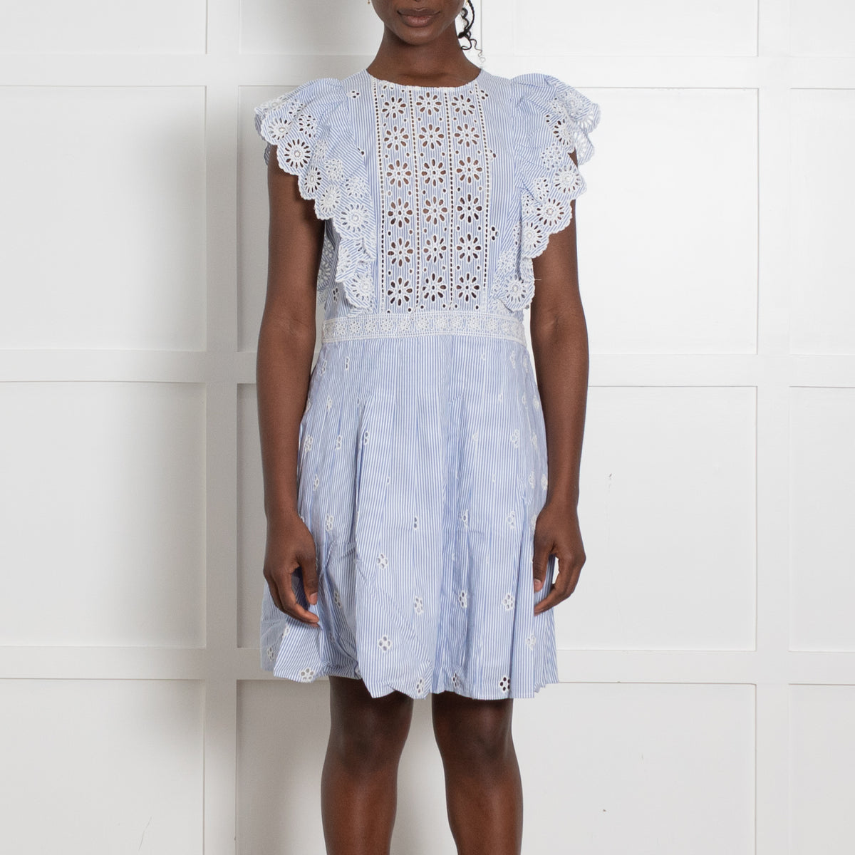 Sea New York Blue and White Broderie Mini Dress