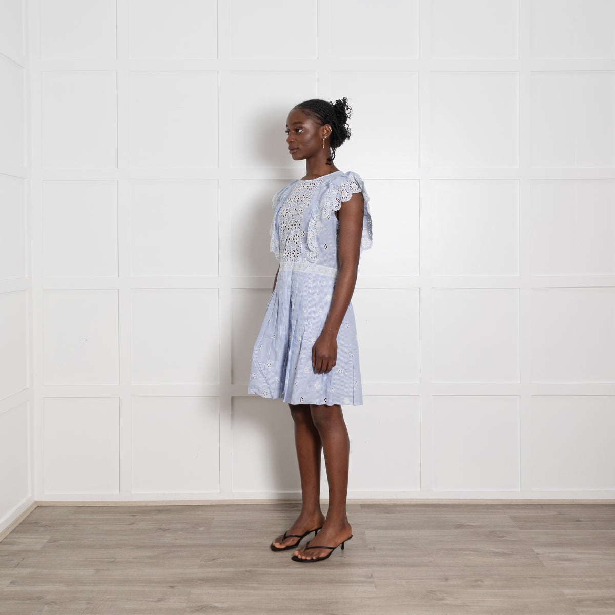 Sea New York Blue and White Broderie Mini Dress