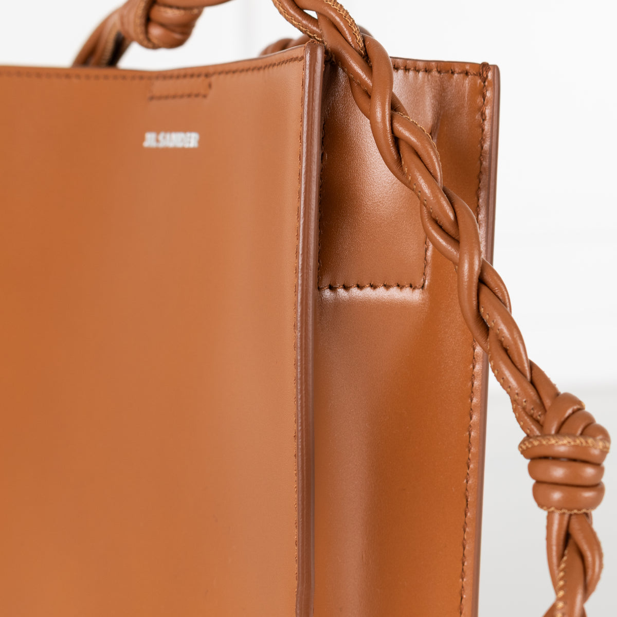 Jil Sander Tan Leather Braided Strap Small Bag