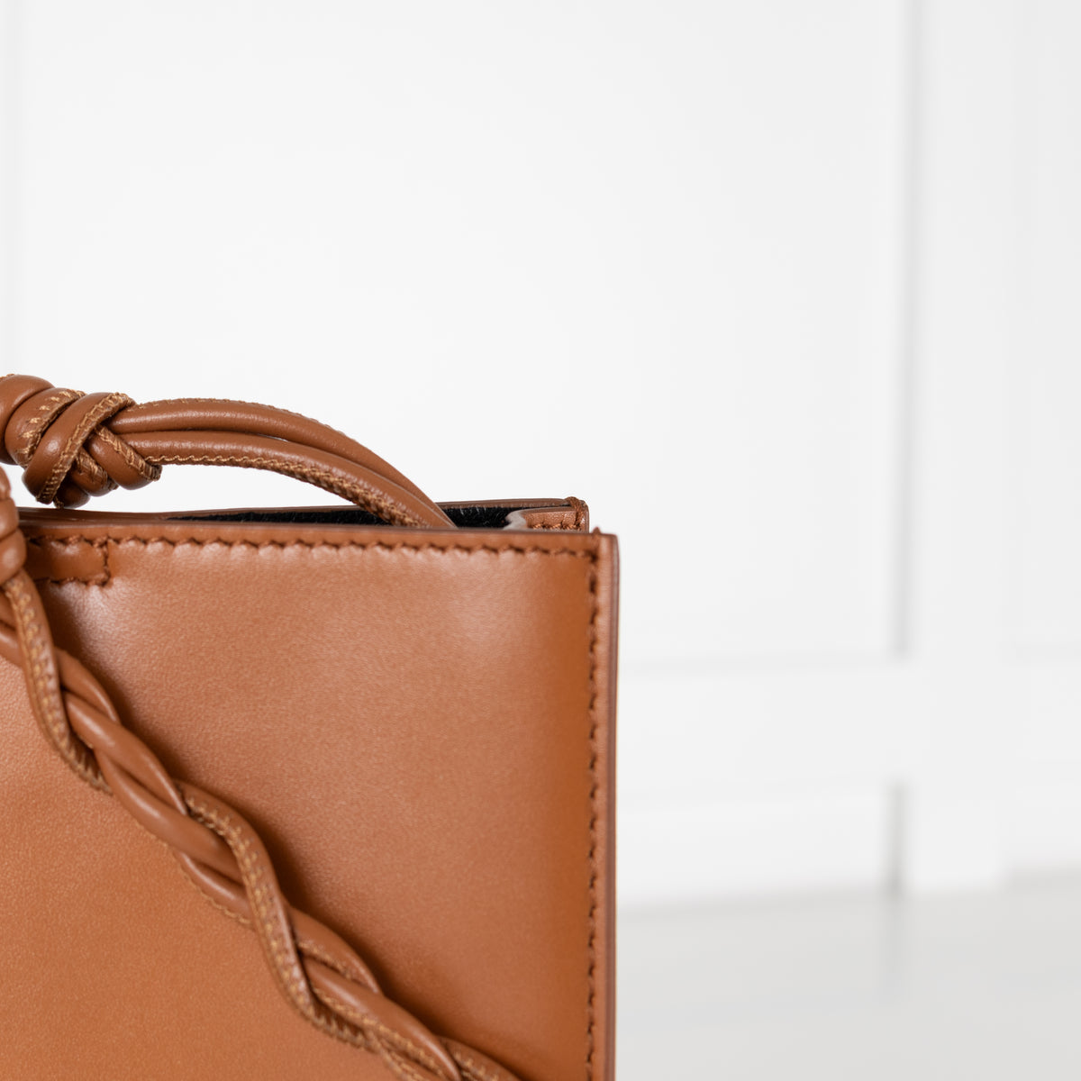 Jil Sander Tan Leather Braided Strap Small Bag