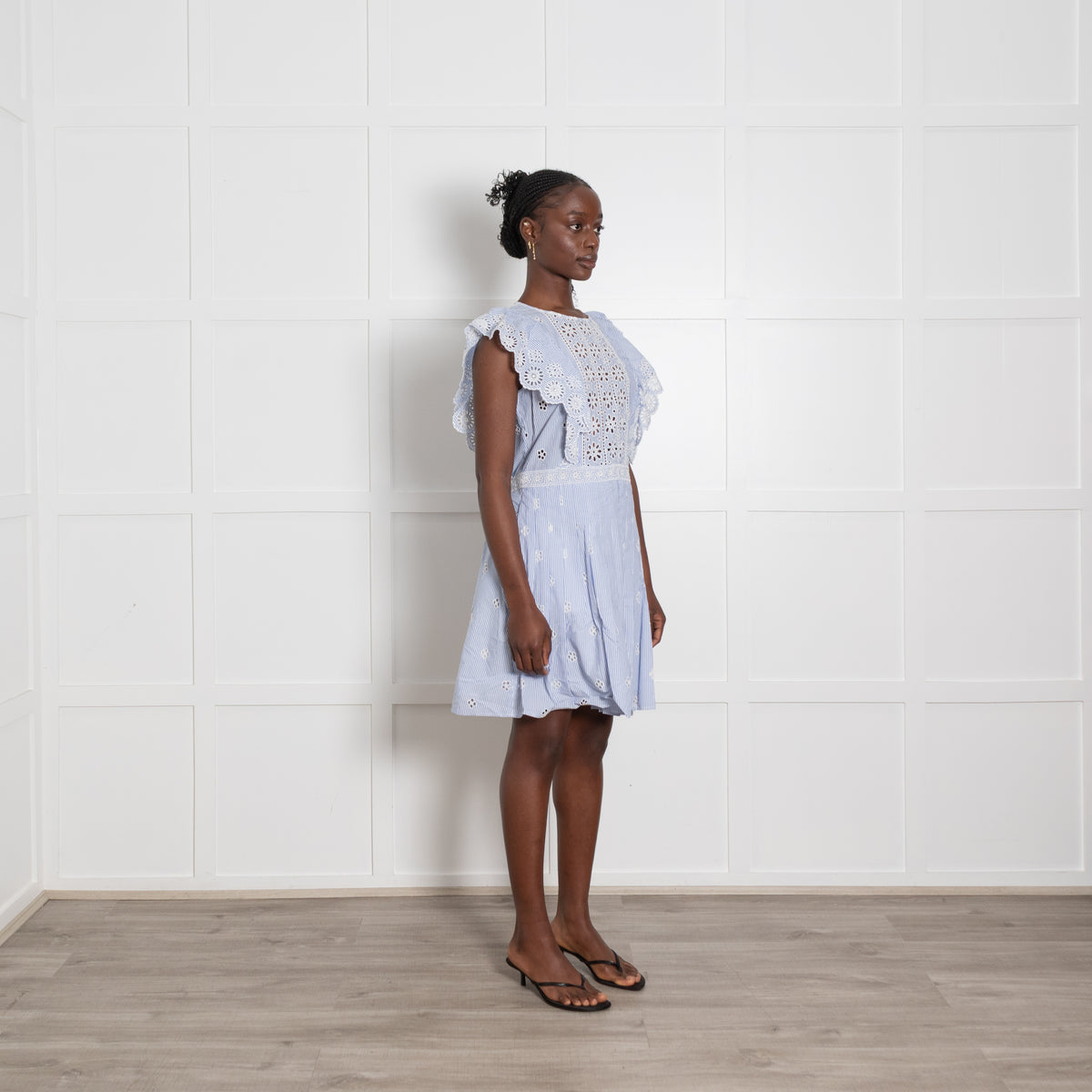 Sea New York Blue and White Broderie Mini Dress