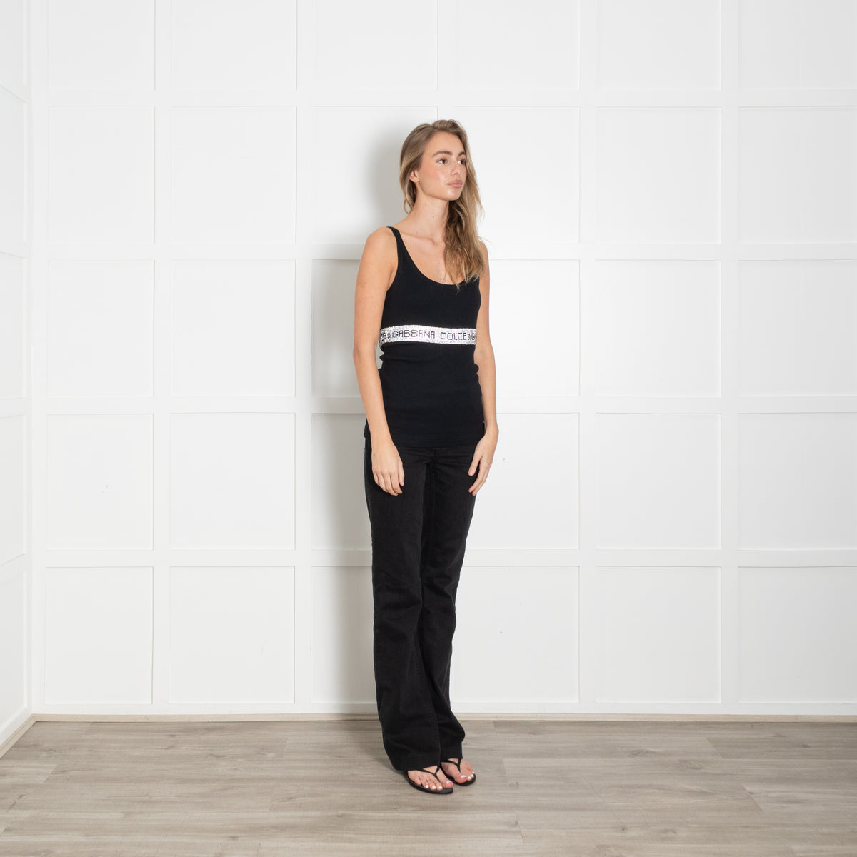 Dolce & Gabbana Black Diamante Logo Vest with Side Zip