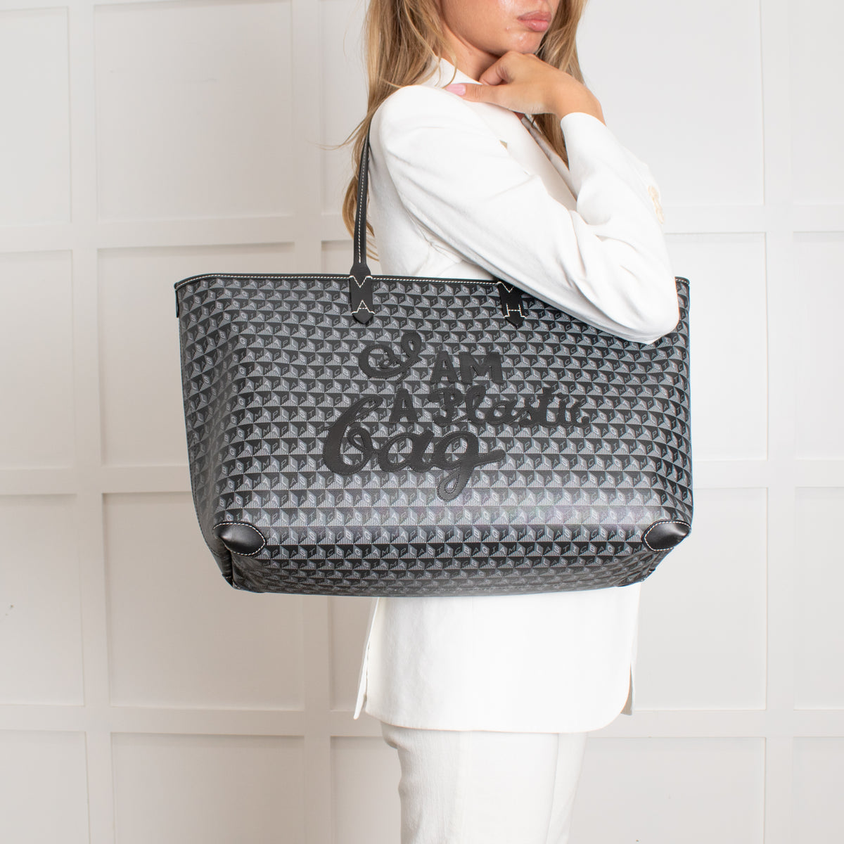 Anya Hindmarch Black Large I am a Plastic Bag Recycled Bag