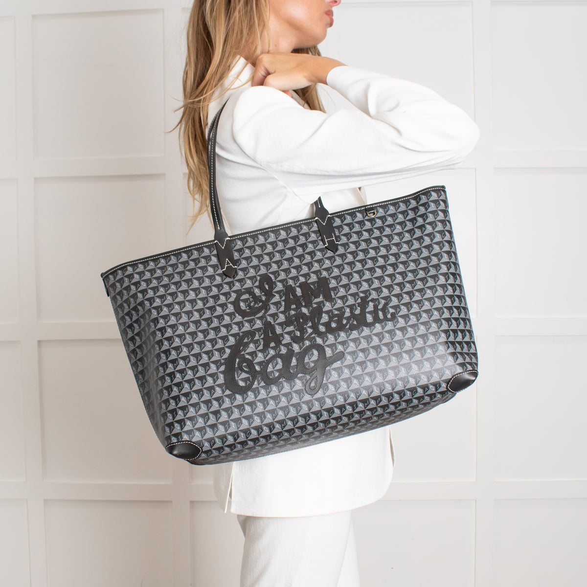 Anya Hindmarch Black Large I am a Plastic Bag Recycled Bag