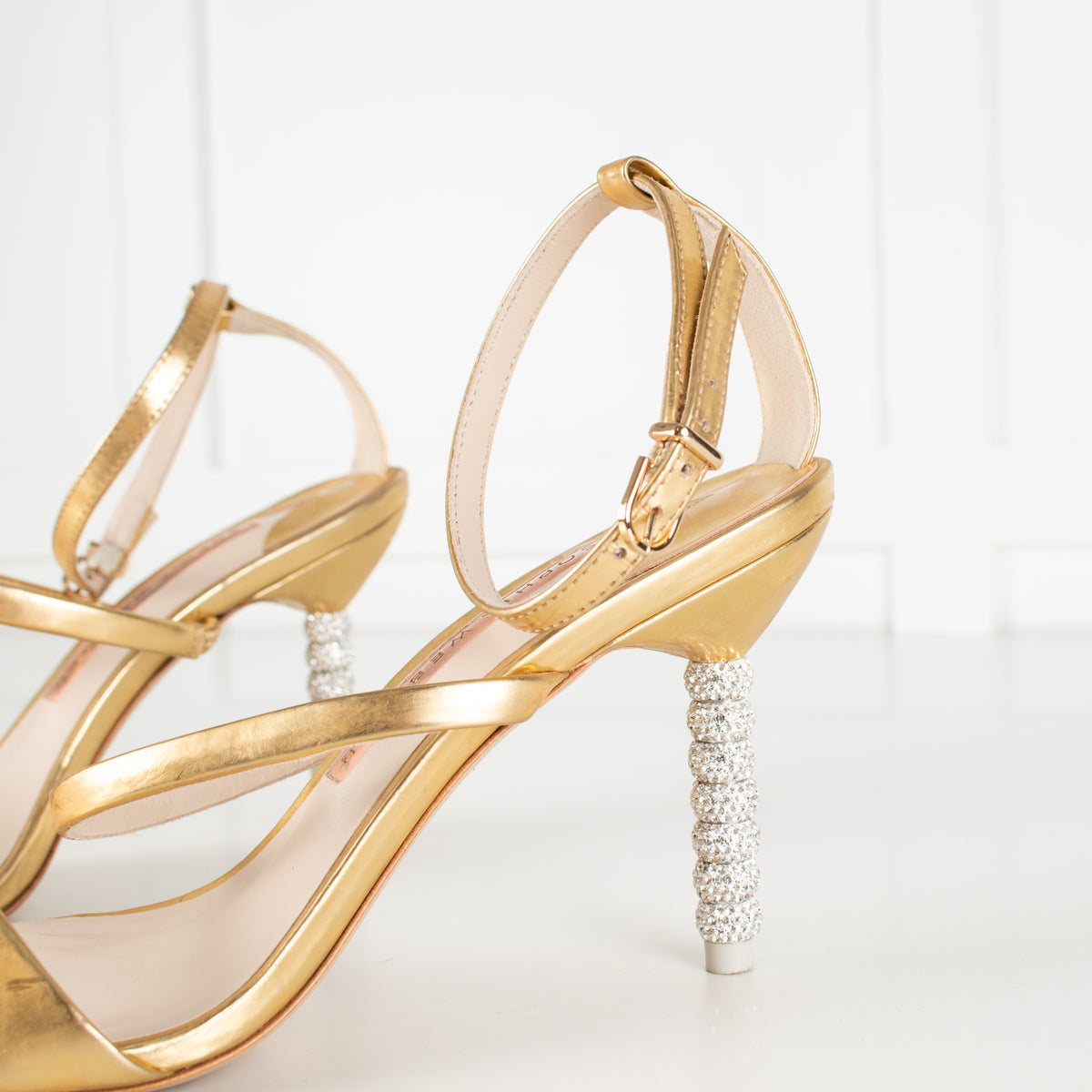 Sophia Webster Gold Silver Diamante Heeled Sandals