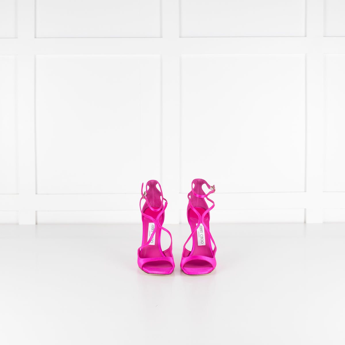 Jimmy Choo Fuchsia Pink Satin Heeled Sandals