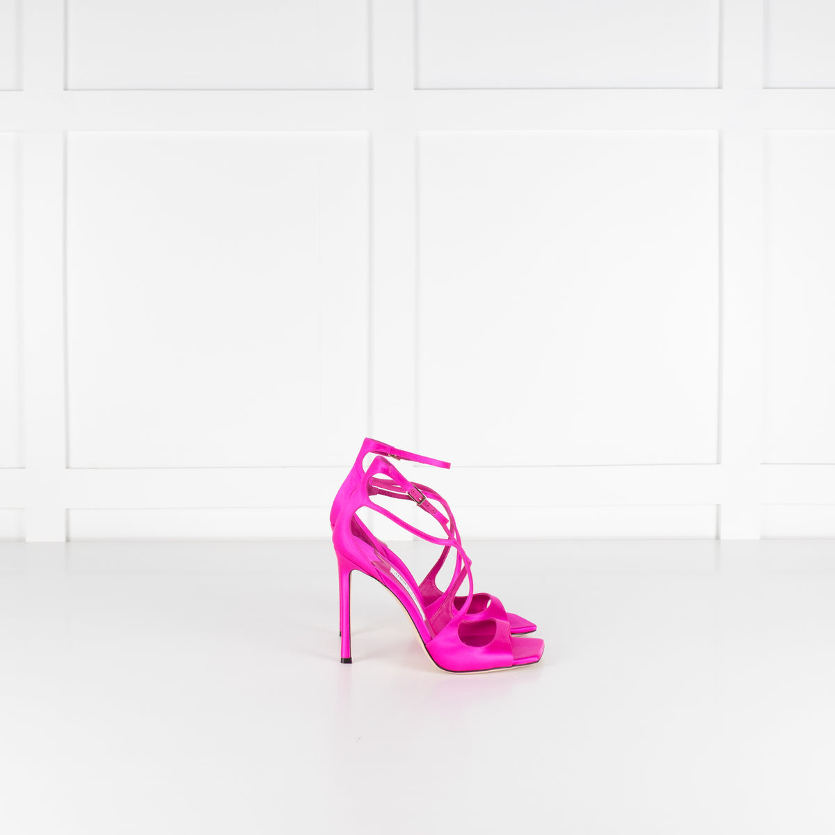 Jimmy Choo Fuchsia Pink Satin Heeled Sandals