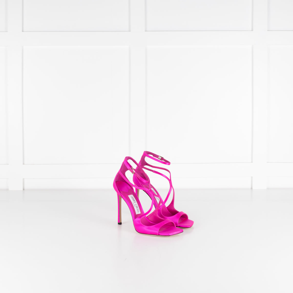 Jimmy Choo Fuchsia Pink Satin Heeled Sandals