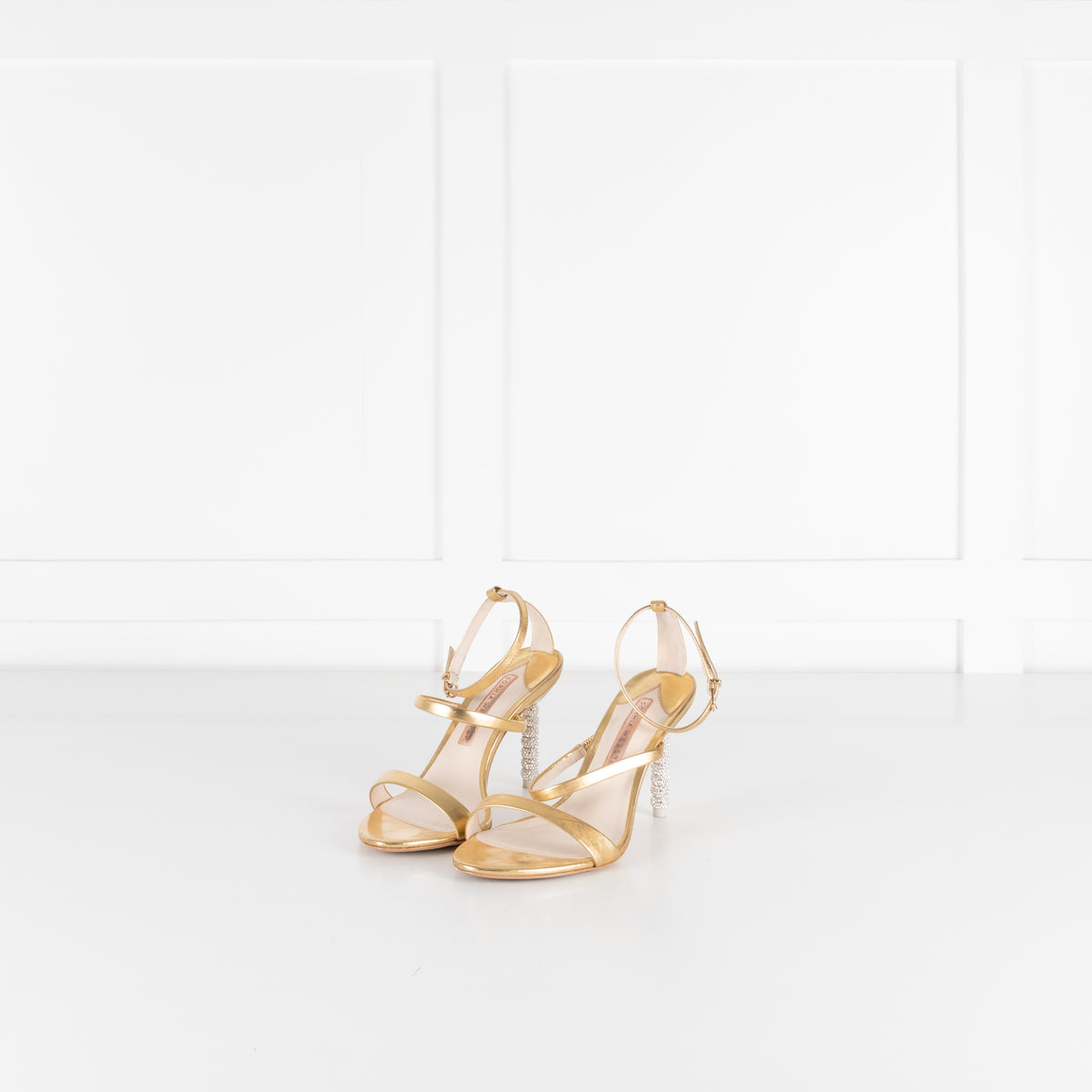 Sophia Webster Gold Silver Diamante Heeled Sandals