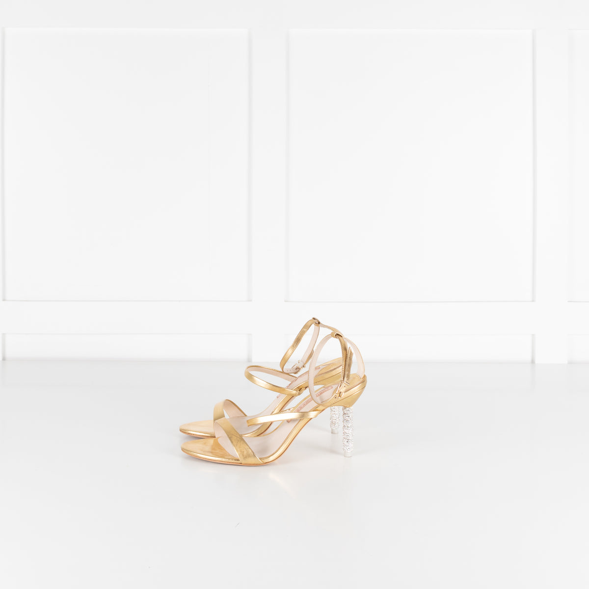 Sophia Webster Gold Silver Diamante Heeled Sandals
