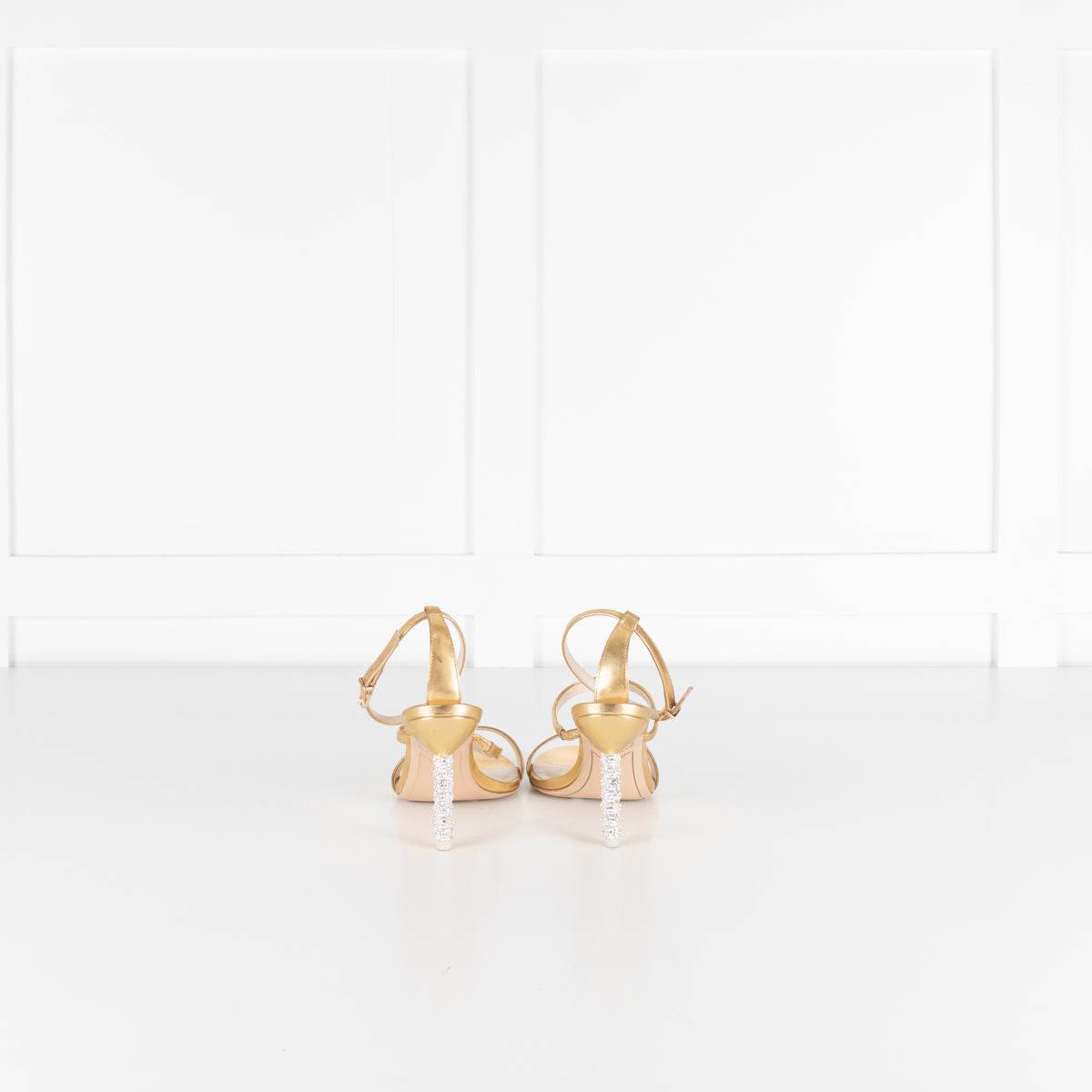 Sophia Webster Gold Silver Diamante Heeled Sandals