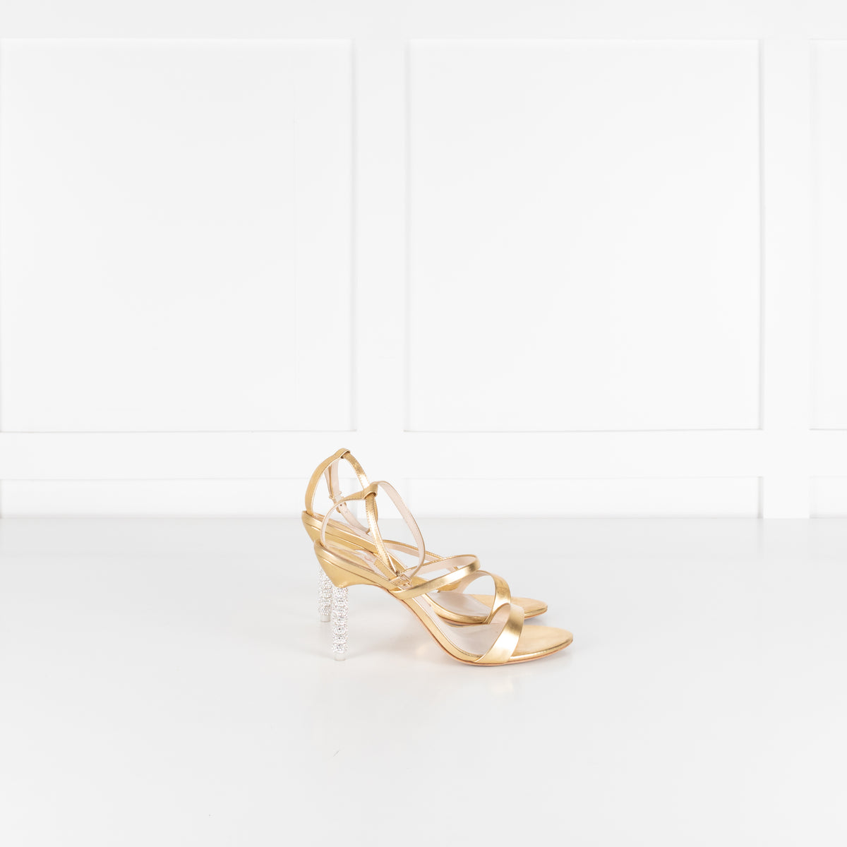 Sophia Webster Gold Silver Diamante Heeled Sandals