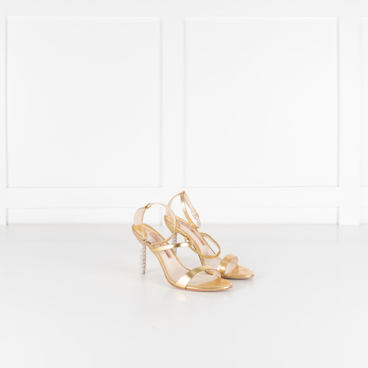 Sophia Webster Gold Silver Diamante Heeled Sandals