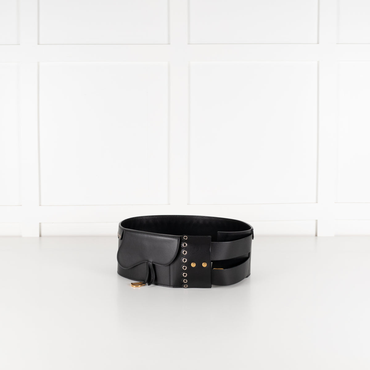 Christian Dior Black Leather Wide Saddle Belt