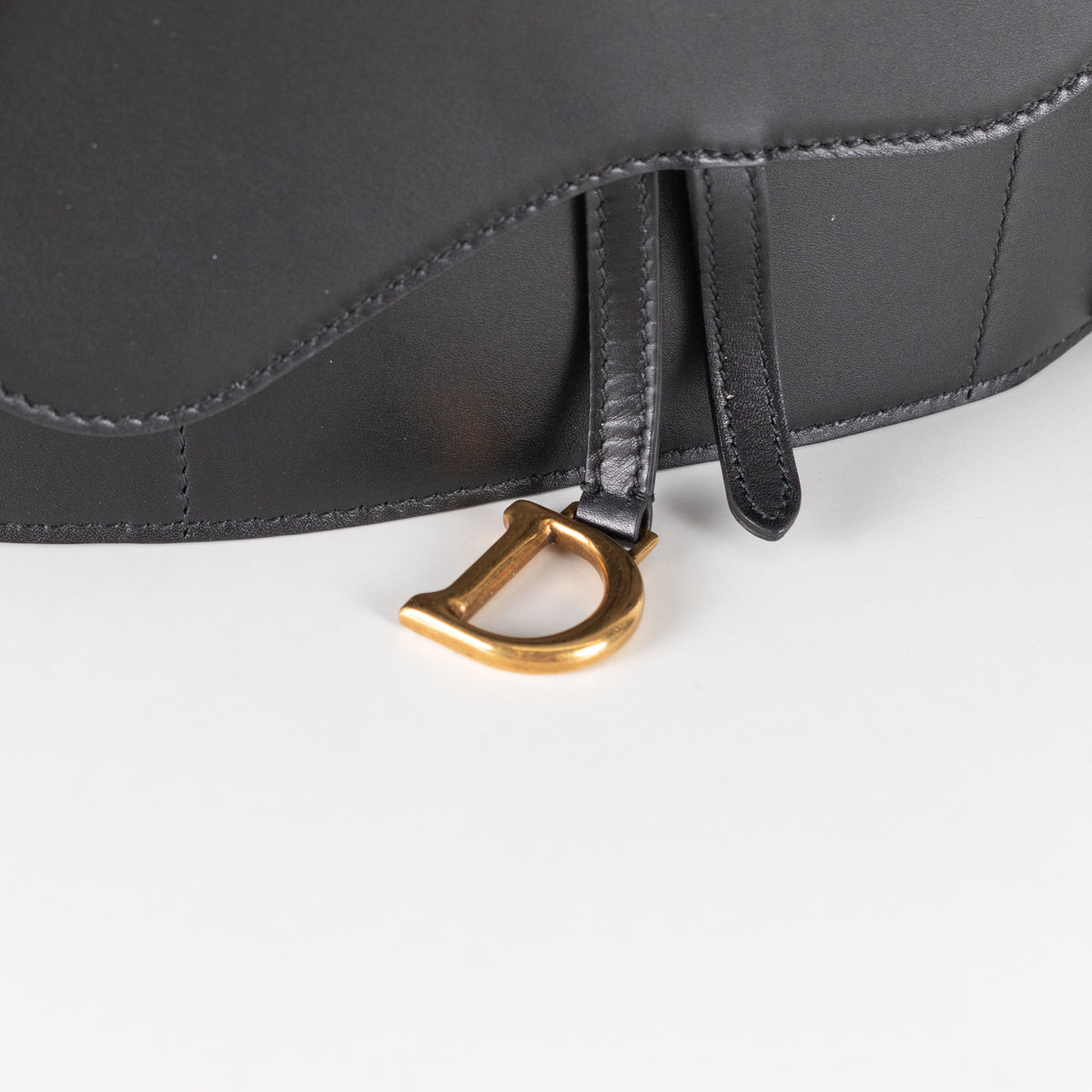 Christian Dior Black Leather Wide Saddle Belt