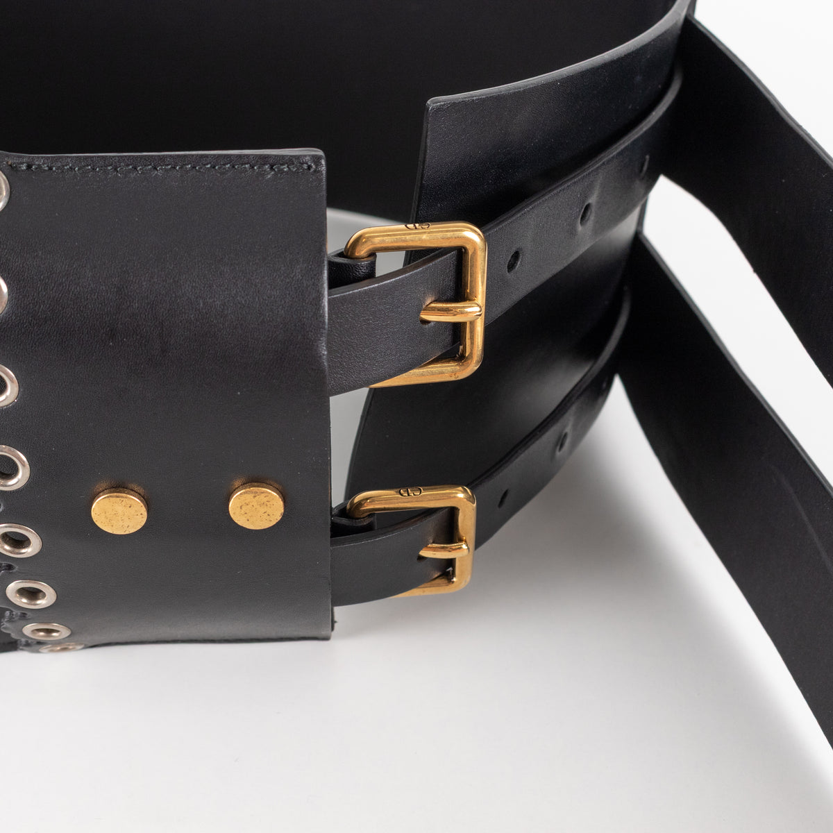Christian Dior Black Leather Wide Saddle Belt