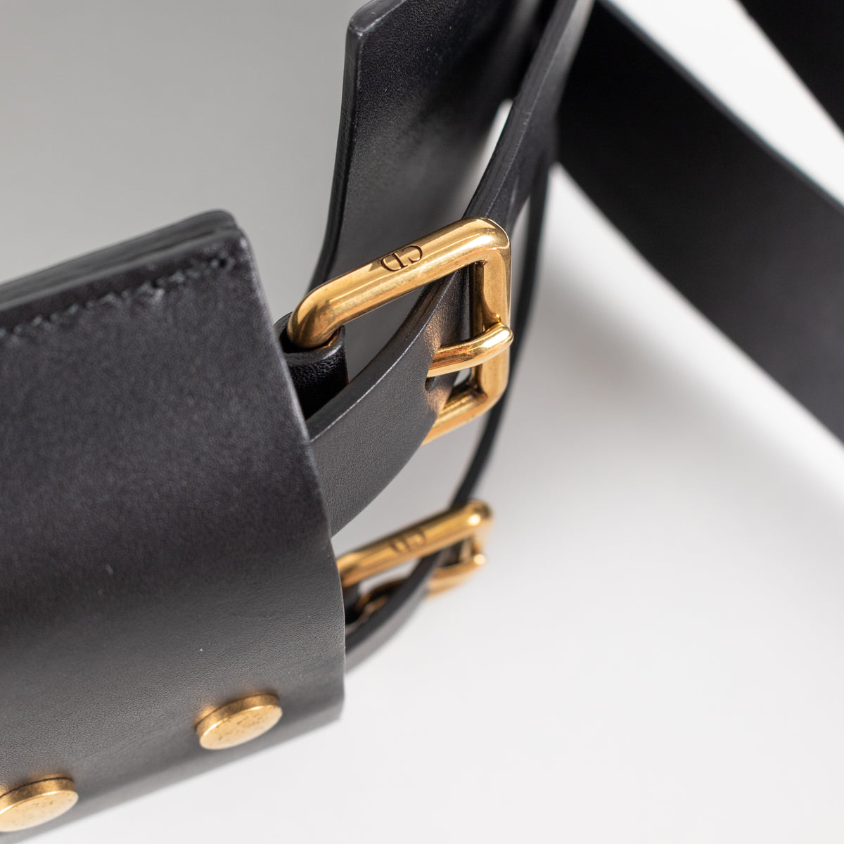 Christian Dior Black Leather Wide Saddle Belt