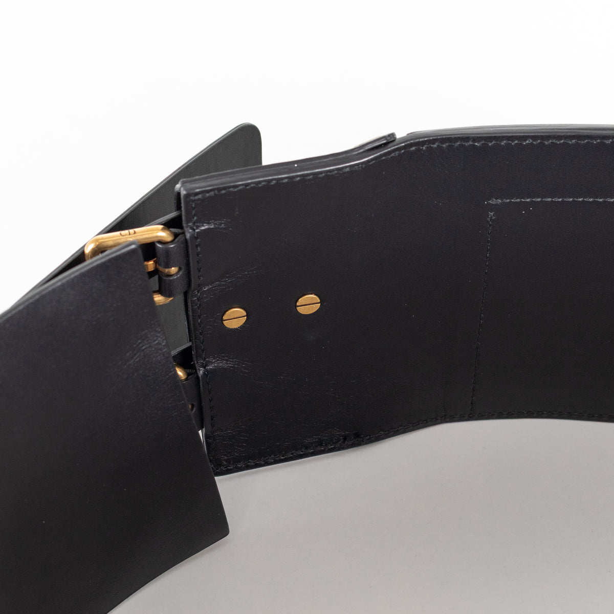 Christian Dior Black Leather Wide Saddle Belt